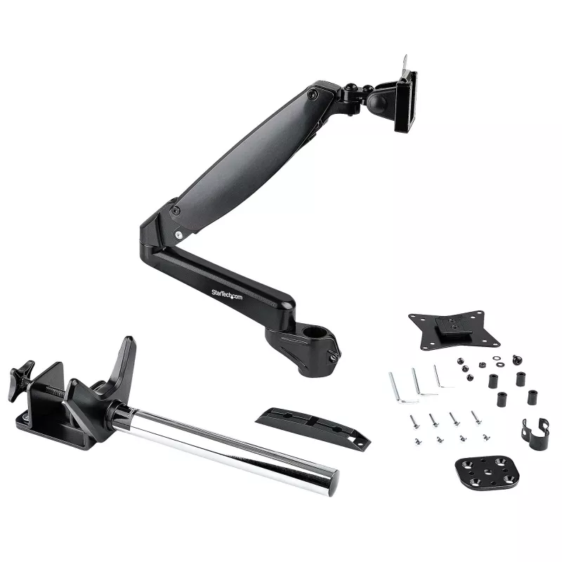 StarTech.com Schreibtisch-Monitorhalterung für einzelnes VESA-Display bis 32 Zoll oder 49 Zoll Ultrawide 8kg – voll bewegliche Gelenk- und Höhenverstellung – C-Klemme, Tischdurchführung – Einzelmonitorarm