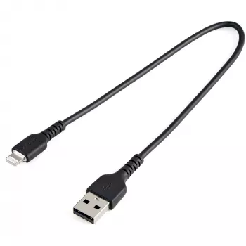 StarTech.com 30cm Robustes schwarzes USB-A auf Lightning Kabel – Heavy-Duty Rauhes Aramidfaser USB Typ A auf Lightning Lade-/Sync-Kabel – Apple MFi Zertifiziert iPad/iPhone 12