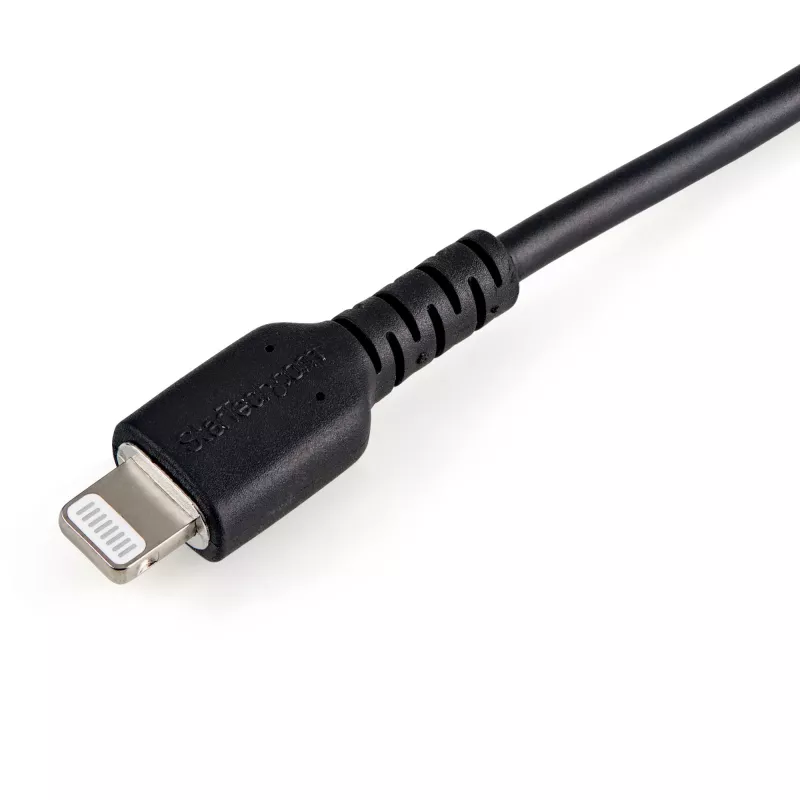 StarTech.com 30cm Robustes schwarzes USB-A auf Lightning Kabel – Heavy-Duty Rauhes Aramidfaser USB Typ A auf Lightning Lade-/Sync-Kabel – Apple MFi Zertifiziert iPad/iPhone 12