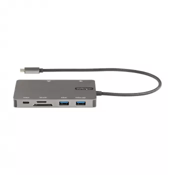 StarTech.com USB-C-Multiport-Adapter – HDMI 4K 30Hz oder VGA Travel Dock – 5Gbps USB 3.0 Hub (USB-A-/USB-C-Anschlüsse) – 100W Power Delivery – SD/Micro SD – GbE – 30cm Kabel – USB-C Mini Dock