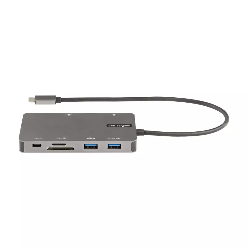 StarTech.com USB-C-Multiport-Adapter – HDMI 4K 30Hz oder VGA Travel Dock – 5Gbps USB 3.0 Hub (USB-A-/USB-C-Anschlüsse) – 100W Power Delivery – SD/Micro SD – GbE – 30cm Kabel – USB-C Mini Dock
