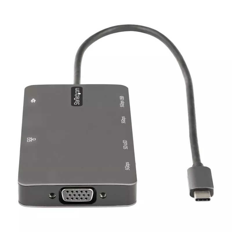 StarTech.com USB-C-Multiport-Adapter – HDMI 4K 30Hz oder VGA Travel Dock – 5Gbps USB 3.0 Hub (USB-A-/USB-C-Anschlüsse) – 100W Power Delivery – SD/Micro SD – GbE – 30cm Kabel – USB-C Mini Dock