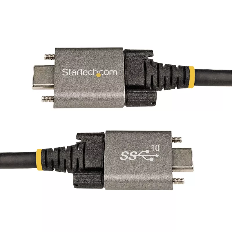 StarTech.com 50cm (20″) seitlich verschraubbares USB-C-Kabel 10Gbps – USB 3.1/3.2 Gen 2 Typ-C-Kabel – 100W (5A) Power Delivery-Ladung, DP Alt Mode – Doppel-Schraubverriegelung – USB-C-Kabel laden/synchronisieren