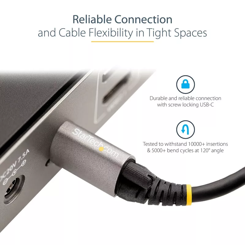 StarTech.com 50 cm Top Screw Locking USB-C-Kabel 10 Gbit/s – USB 3.1/3.2 Gen 2 Typ-C-Kabel – 100 W (5 A) Power Delivery Ladeleistung, DP Alt Mode – Einfach-Schraubsicherung, USB-C Kabel Laden/Synchronisieren
