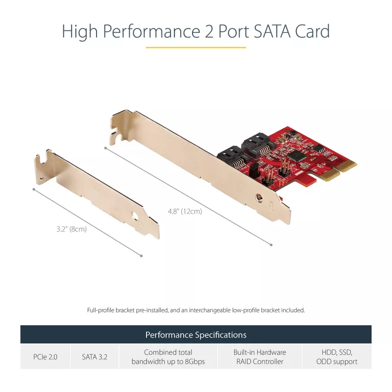 StarTech.com SATA PCIe-Karte - 2-Port PCIe SATA-Erweiterungskarte - 6Gbps - Full/Low Profile - PCI Express zu SATA-Adapter/Steuergerät - ASM1062R SATA RAID - PCIe zu SATA-Konverter
