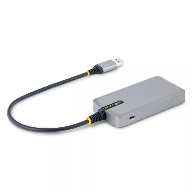 StarTech.com 3-Port USB-Hub mit Ethernet - 3x USB-A-Anschlüsse - Gigabit Ethernet (RJ-45) - USB 3.0 5Gbit/s - Bus-gespeist - 30 cm langes Kabel - Tragbarer Laptop-USB-Hub-Adapter mit GbE