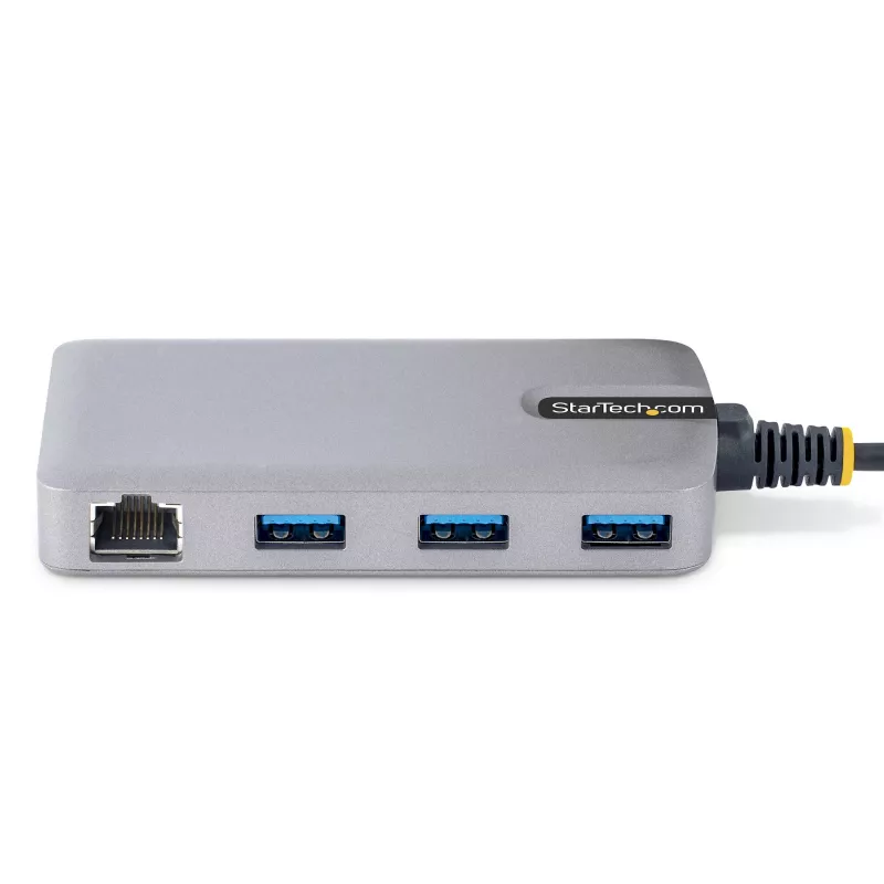 StarTech.com 3-Port USB-Hub mit Ethernet - 3x USB-A-Anschlüsse - Gigabit Ethernet (RJ-45) - USB 3.0 5Gbit/s - Bus-gespeist - 30 cm langes Kabel - Tragbarer Laptop-USB-Hub-Adapter mit GbE