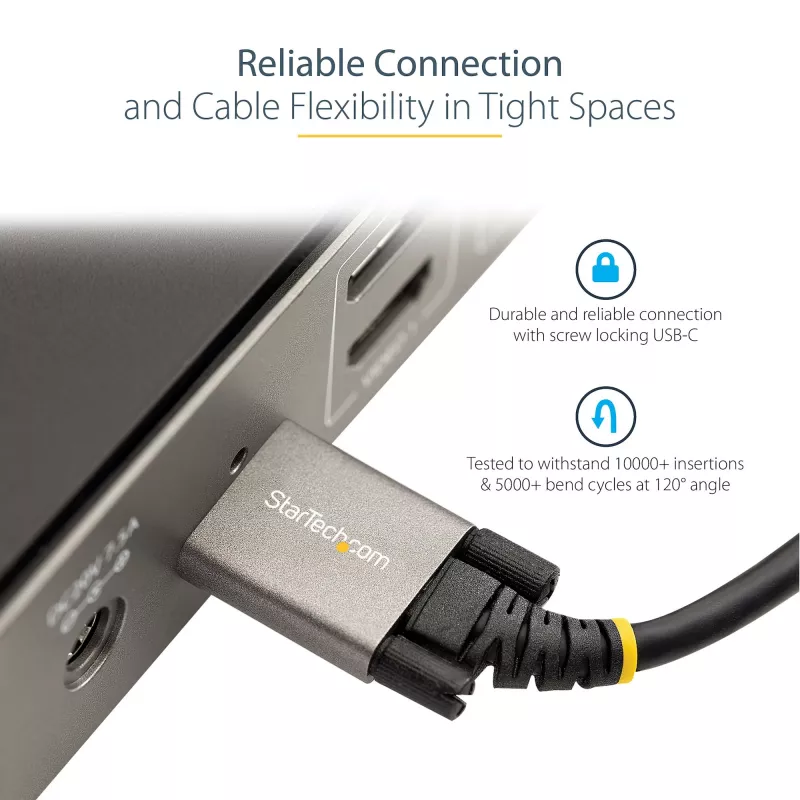 StarTech.com 0,91 m seitliche Schraubverriegelung USB-C-Kabel 10 Gbit/s – USB-IF-zertifiziertes USB-C-Kabel – USB 3.1/3.2 Gen 2 Typ-C-Kabel – 100 W (5 A) Power Delivery Ladung, DP Alt Mode – doppelte Schraubverriegelung – USB-C Kabel laden/synchronisieren