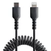 StarTech.com 1m (3ft) USB-C auf Lightning Kabel, MFi-zertifiziert, Spiralkabel iPhone Ladekabel, Schwarz, robuste TPE-Ummantelung Aramidfaser, strapazierfähiges Spiralkabel Lightning