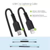 StarTech.com 1m (3ft) USB-C auf Lightning Kabel, MFi-zertifiziert, Spiralkabel iPhone Ladekabel, Schwarz, robuste TPE-Ummantelung Aramidfaser, strapazierfähiges Spiralkabel Lightning