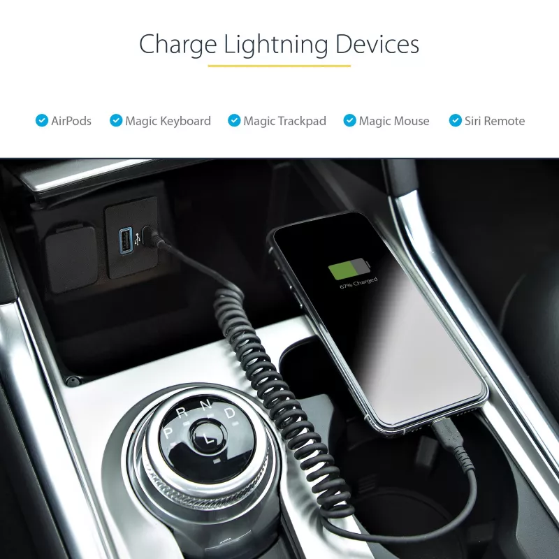 StarTech.com 1m (3ft) USB-C auf Lightning Kabel, MFi-zertifiziert, Spiralkabel iPhone Ladekabel, Schwarz, robuste TPE-Ummantelung Aramidfaser, strapazierfähiges Spiralkabel Lightning