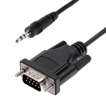 StarTech.com 1 m DB9 auf 3,5 mm serielles Kabel zur Konfiguration serieller Geräte, RS232 DB9 Stecker auf 3,5 mm Kabel, verwendet zur Kalibrierung von Projektoren, Digital Signage und Fernsehern über den Audio-Anschluss
