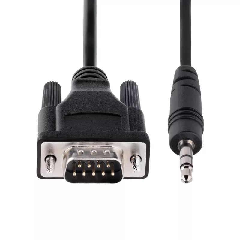 StarTech.com 1 m DB9 auf 3,5 mm serielles Kabel zur Konfiguration serieller Geräte, RS232 DB9 Stecker auf 3,5 mm Kabel, verwendet zur Kalibrierung von Projektoren, Digital Signage und Fernsehern über den Audio-Anschluss