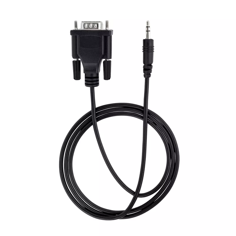 StarTech.com 1 m DB9 auf 3,5 mm serielles Kabel zur Konfiguration serieller Geräte, RS232 DB9 Stecker auf 3,5 mm Kabel, verwendet zur Kalibrierung von Projektoren, Digital Signage und Fernsehern über den Audio-Anschluss