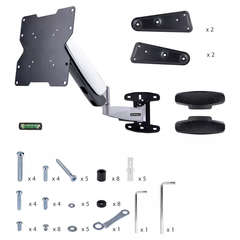 StarTech.com VESA TV-Wandhalterung, verstellbare Full-Motion-TV-Wandhalterung für 23-Zoll- bis 55-Zoll-Displays, flache TV-Halterung unterstützt 30 kg, ausziehbare/neigbare/schwenkbare TV-Wandhalterung