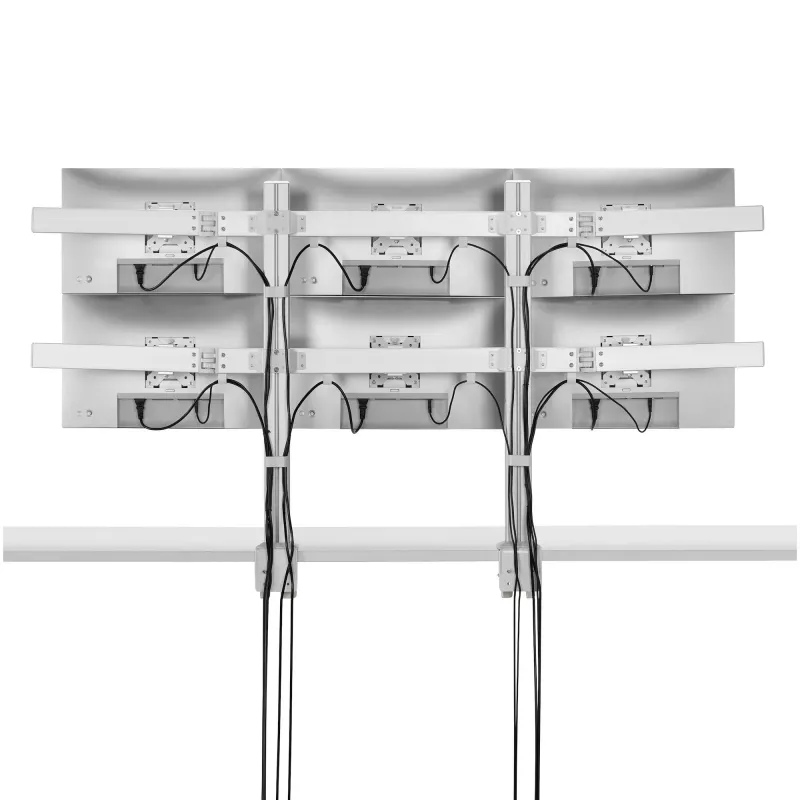 StarTech.com Sechs-Monitor-Tischhalterung mit Querträger, für bis zu 32-Zoll-Computerbildschirme, max. 8 kg pro Monitor, Doppelsäule, C-Klemme/Tischdurchführung, höhenverstellbar
