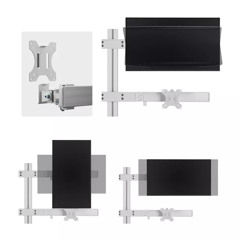 StarTech.com Sechs-Monitor-Tischhalterung mit Querträger, für bis zu 32-Zoll-Computerbildschirme, max. 8 kg pro Monitor, Doppelsäule, C-Klemme/Tischdurchführung, höhenverstellbar