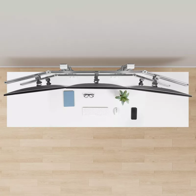 StarTech.com Sechs-Monitor-Tischhalterung mit Querträger, für bis zu 32-Zoll-Computerbildschirme, max. 8 kg pro Monitor, Doppelsäule, C-Klemme/Tischdurchführung, höhenverstellbar