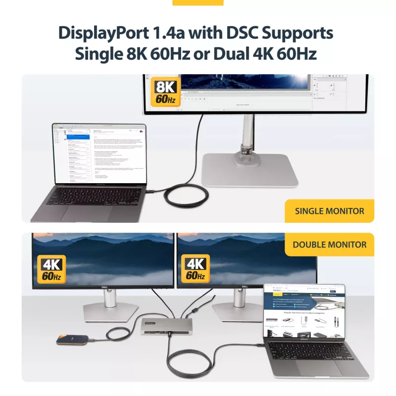 StarTech.com 2m aktives Thunderbolt 4 Kabel, 40 Gbit/s, 100W Power Delivery, 4K/8K Video, Intel-zertifiziertes Thunderbolt Kabel – Kompatibel mit USB4/Thunderbolt 4/USB 3.2/USB Type-C/DisplayPort/Thunderbolt 3