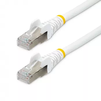 StarTech.com 10m CAT6a Ethernet-Kabel – Weiß – Low Smoke Zero Halogen (LSZH) – 10GbE 500MHz 100W PoE++ rastnasenfreier RJ-45 mit Zugentlastung S/FTP Netzwerk-Patchkabel