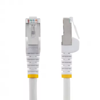 StarTech.com 10m CAT6a Ethernet-Kabel – Weiß – Low Smoke Zero Halogen (LSZH) – 10GbE 500MHz 100W PoE++ rastnasenfreier RJ-45 mit Zugentlastung S/FTP Netzwerk-Patchkabel