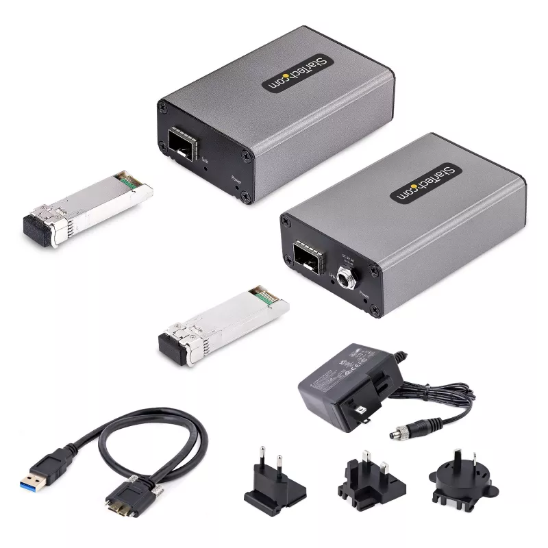 StarTech.com 2-Port USB 3.0 Extender über OM3-Multimode-Faser – LC/LC – 2x 5 Gbit/s USB-A-Hub – 350 m (1150 Fuß) Reichweite – Langlebiger USB-Glasfaser-Extender – Optischer USB-Extender