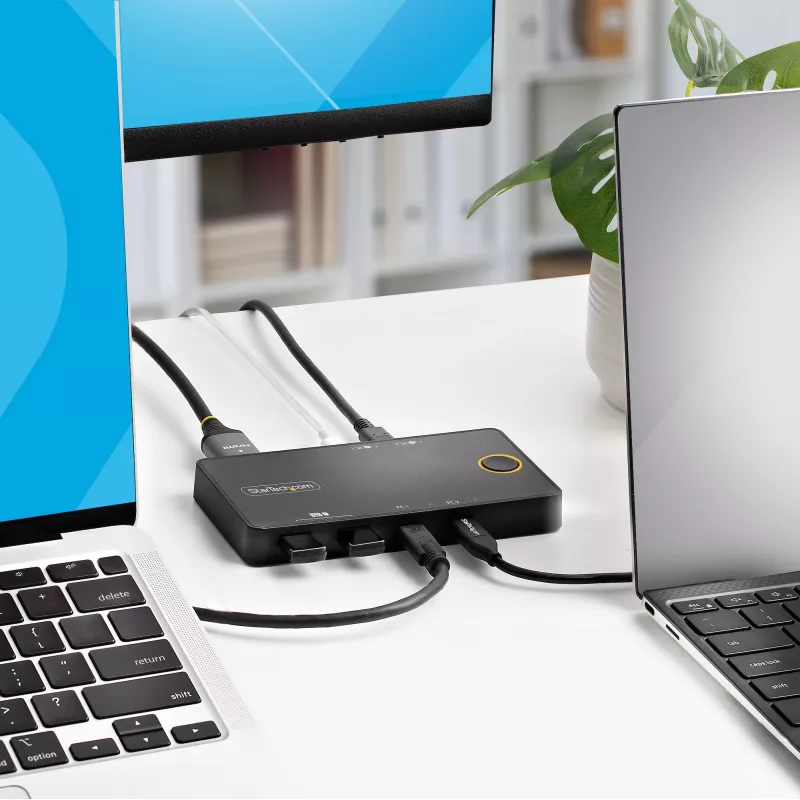 StarTech.com 2-Port USB-C KVM Switch, Einzelner 4K 60Hz HDMI Monitor, Dual-100W Power Delivery Pass-through Ports, Bus Powered, USB Type-C/USB4/Thunderbolt 3/4 Kompatibel – Small Form Factor