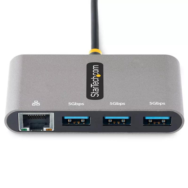 StarTech.com 3-Port USB-C Hub mit Ethernet - 3x USB-A - Gigabit-Ethernet - USB 3.0 5Gbps - busgespeist - 1ft/30cm langes USB Type-C Hostkabel - GbE - tragbarer USB-C auf USB-A Hub