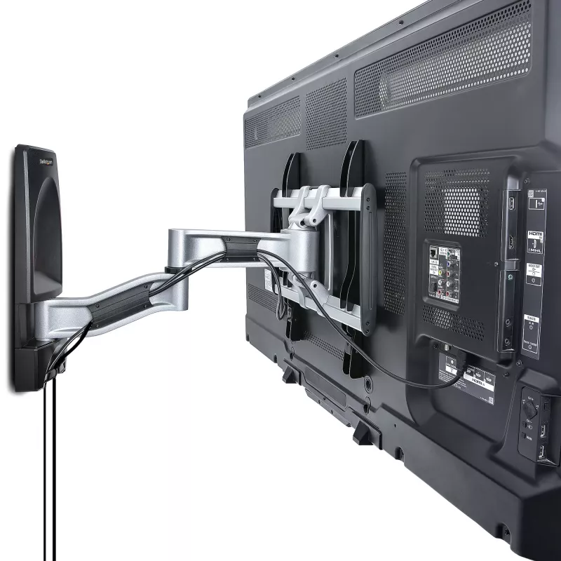StarTech.com Gelenk-TV-Wandhalterung, VESA-Wandhalterung, unterstützt 26 bis 65 Zoll/99 lb/flache/gekrümmte Fernseher, ausziehbare flache Wandhalterung TV-Halterung, verstellbare Eck-TV-Wandhalterung