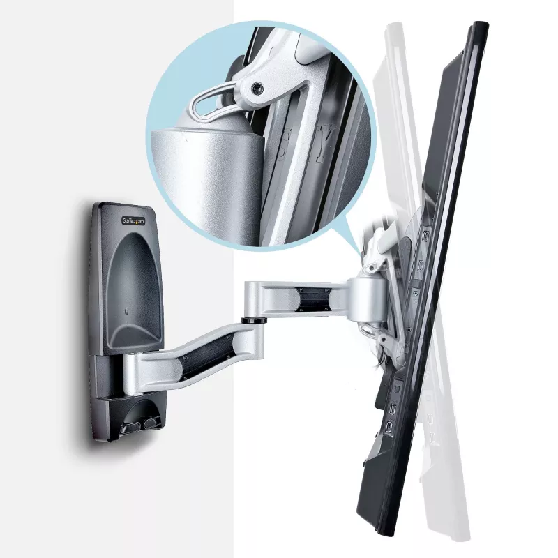 StarTech.com Gelenk-TV-Wandhalterung, VESA-Wandhalterung, unterstützt 26 bis 65 Zoll/99 lb/flache/gekrümmte Fernseher, ausziehbare flache Wandhalterung TV-Halterung, verstellbare Eck-TV-Wandhalterung