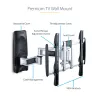 StarTech.com Gelenk-TV-Wandhalterung, VESA-Wandhalterung, unterstützt 26 bis 65 Zoll/99 lb/flache/gekrümmte Fernseher, ausziehbare flache Wandhalterung TV-Halterung, verstellbare Eck-TV-Wandhalterung