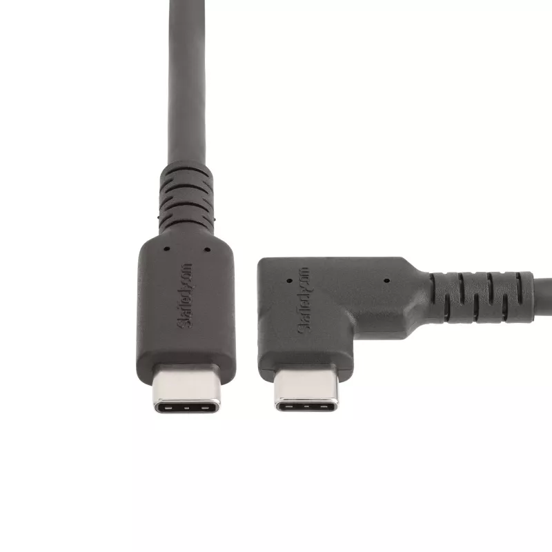 StarTech.com 50 cm Robustes rechtwinkliges USB-C-Kabel, USB 3.2 Gen 2 (10 Gbit/s), voll ausgestattetes USB-C-zu-C-Datenkabel, 4K 60Hz DP Alt-Modus, 100 W Power Delivery – 90-Grad-USB-Typ-C-Kabel
