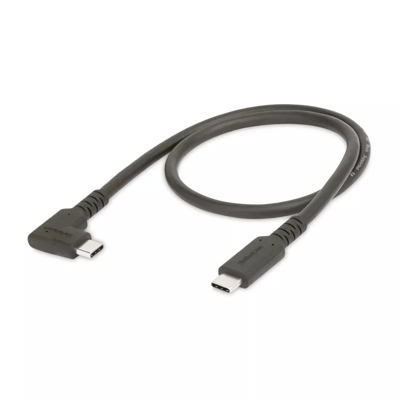StarTech.com 50 cm Robustes rechtwinkliges USB-C-Kabel, USB 3.2 Gen 2 (10 Gbit/s), voll ausgestattetes USB-C-zu-C-Datenkabel, 4K 60Hz DP Alt-Modus, 100 W Power Delivery – 90-Grad-USB-Typ-C-Kabel