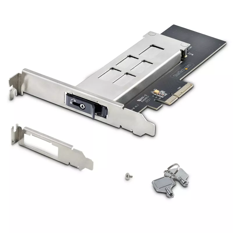StarTech.com M.2 NVMe SSD zu PCIe x4 Mobile Rack/Backplane mit herausnehmbarem Einschub für PCI Express Erweiterungssteckplatz, werkzeuglose Installation, PCIe 4.0/3.0 Hot-Swap-Laufwerksschacht, Schlüsselschloss – 2 Schlüssel enthalten
