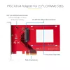 StarTech.com U.3-zu-PCIe-Adapterkarte, PCIe 4.0 x4-Adapter für 2,5-Zoll-U.3-NVMe-SSDs, SFF-TA-1001 PCI Express-Einsteckkarte für Desktops/Server, TAA-konform – betriebssystemunabhängig