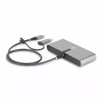 StarTech.com 2-Port USB-C Hub mit Ethernet und RS-232, angeschlossener USB-C-zu-USB-A-Dongle, 100 W PD-Durchschleifung, 2x USB-A 5 Gbit/s, Gigabit-Ethernet, RS232 Seriell (FTDI)