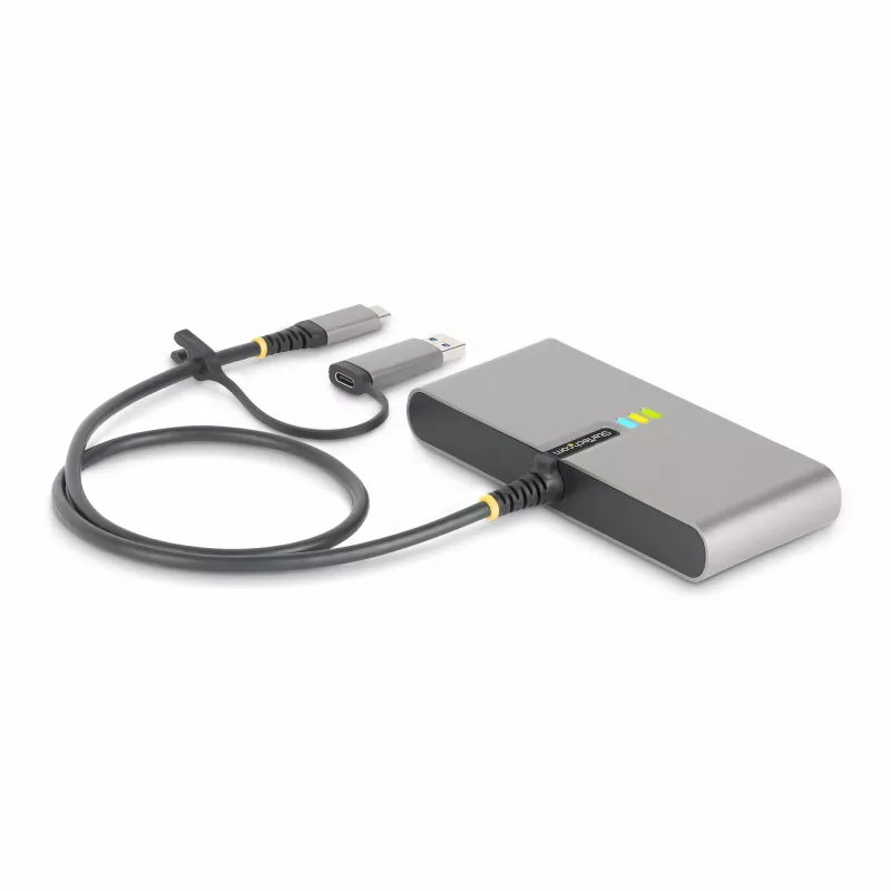 StarTech.com 2-Port USB-C Hub mit Ethernet und RS-232, angeschlossener USB-C-zu-USB-A-Dongle, 100 W PD-Durchschleifung, 2x USB-A 5 Gbit/s, Gigabit-Ethernet, RS232 Seriell (FTDI)