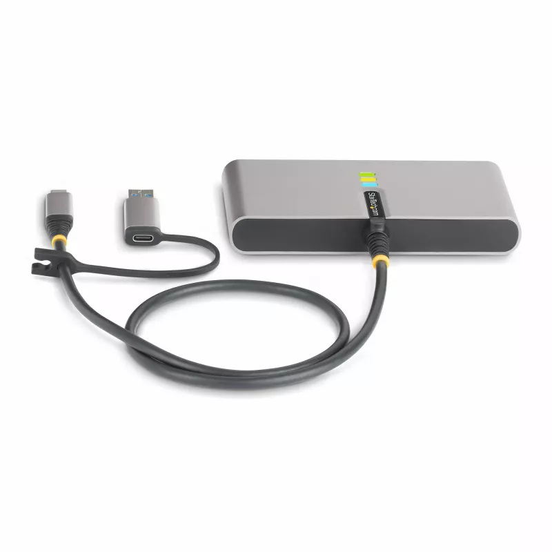 StarTech.com 2-Port USB-C Hub mit Ethernet und RS-232, angeschlossener USB-C-zu-USB-A-Dongle, 100 W PD-Durchschleifung, 2x USB-A 5 Gbit/s, Gigabit-Ethernet, RS232 Seriell (FTDI)