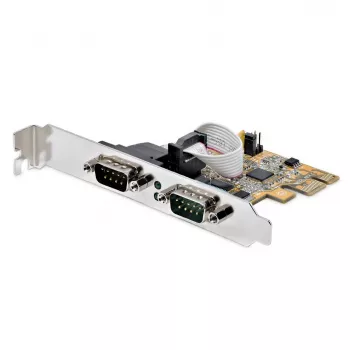 StarTech.com 2-Port PCI Express Serielle Schnittstellenkarte, Dual Port PCIe zu RS232 (DB9) Serielle Karte, 16C1050 UART, Low/Full Profile Bügel, COM Retention, Für Windows/Linux
