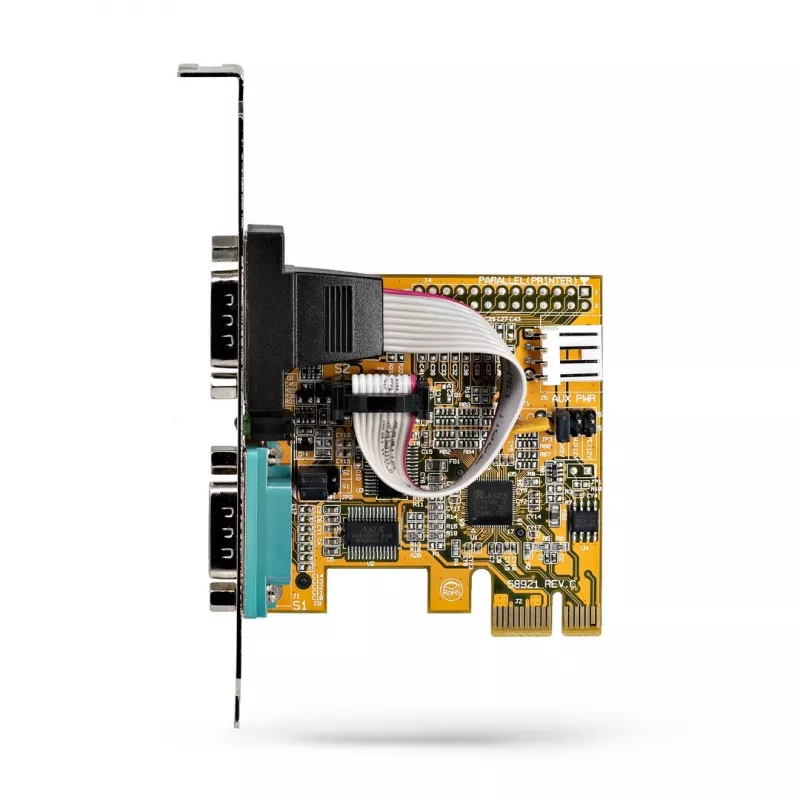 StarTech.com 2-Port PCI Express Serielle Schnittstellenkarte, Dual Port PCIe zu RS232 (DB9) Serielle Karte, 16C1050 UART, Low/Full Profile Bügel, COM Retention, Für Windows/Linux