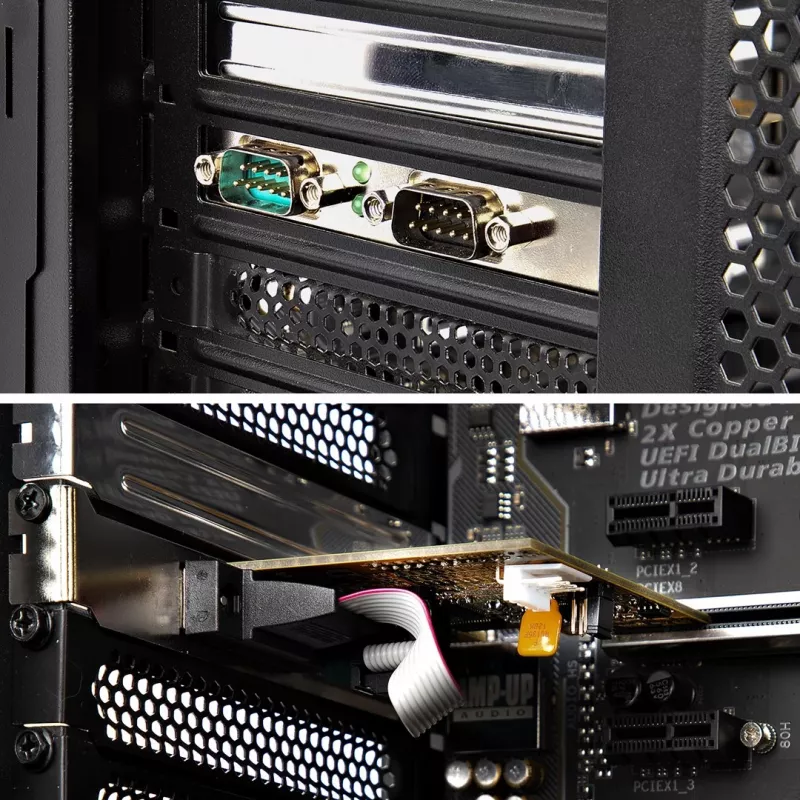 StarTech.com 2-Port PCI Express Serielle Schnittstellenkarte, Dual Port PCIe zu RS232 (DB9) Serielle Karte, 16C1050 UART, Low/Full Profile Bügel, COM Retention, Für Windows/Linux