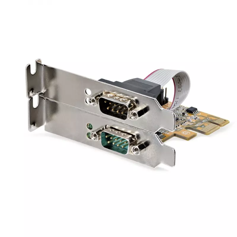 StarTech.com 2-Port PCI Express Serielle Schnittstellenkarte, Dual Port PCIe zu RS232 (DB9) Serielle Karte, 16C1050 UART, Low/Full Profile Bügel, COM Retention, Für Windows/Linux