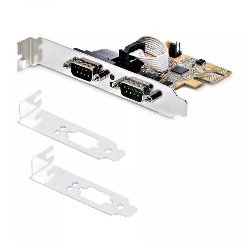 StarTech.com 2-Port PCI Express Serielle Schnittstellenkarte, Dual Port PCIe zu RS232 (DB9) Serielle Karte, 16C1050 UART, Low/Full Profile Bügel, COM Retention, Für Windows/Linux