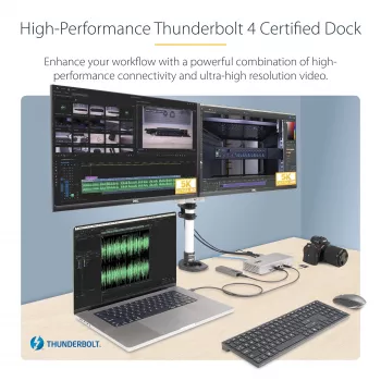 StarTech.com Universelle USB4 & Thunderbolt 4 Dockingstation, Quad-Display unter Windows, Dual-Display am MacBook, HDMI DP Dock mit 98W Laptop-Ladefunktion