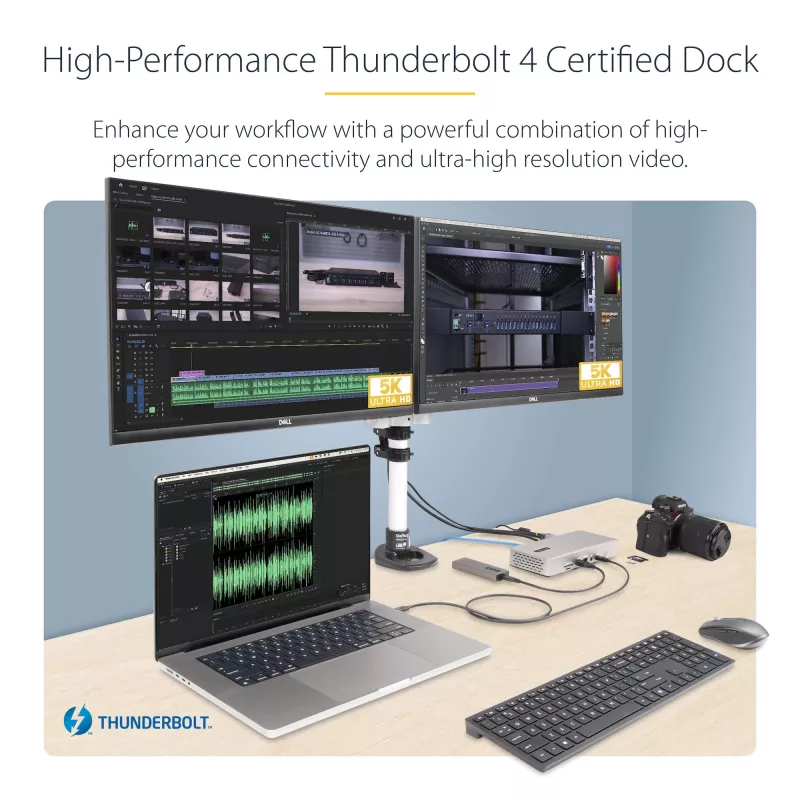 StarTech.com Universelle USB4 & Thunderbolt 4 Dockingstation, Quad-Display unter Windows, Dual-Display am MacBook, HDMI DP Dock mit 98W Laptop-Ladefunktion