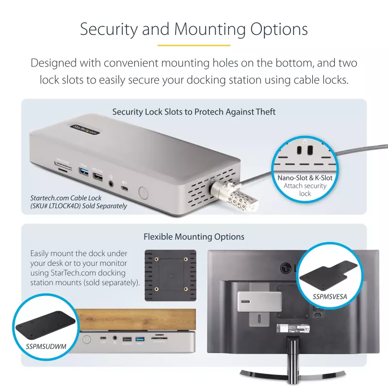 StarTech.com Universelle USB4 & Thunderbolt 4 Dockingstation, Quad-Display unter Windows, Dual-Display am MacBook, HDMI DP Dock mit 98W Laptop-Ladefunktion