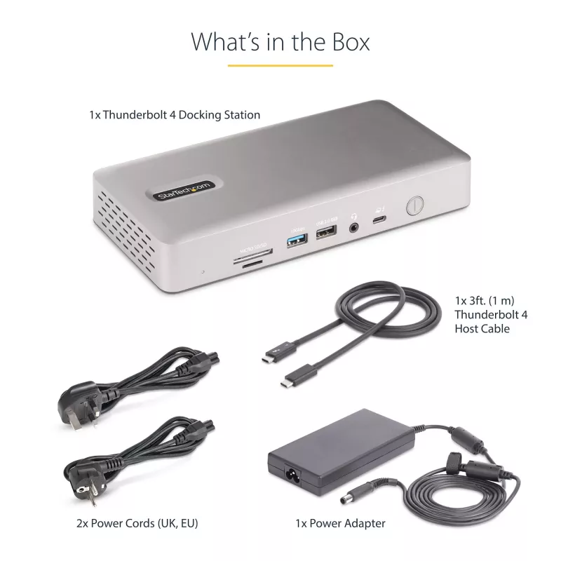StarTech.com Universelle USB4 & Thunderbolt 4 Dockingstation, Quad-Display unter Windows, Dual-Display am MacBook, HDMI DP Dock mit 98W Laptop-Ladefunktion
