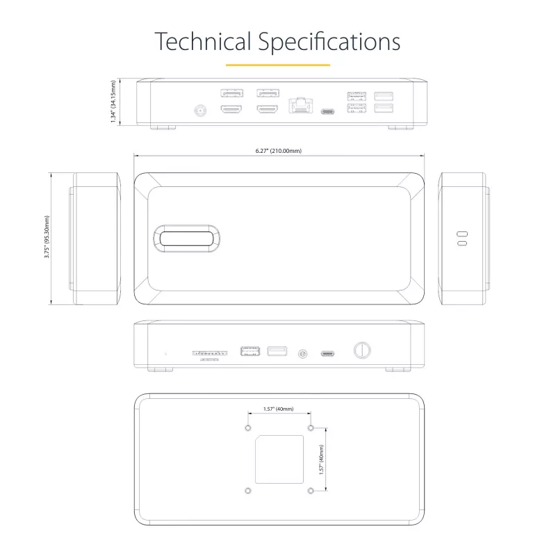 StarTech.com Universelle USB4 & Thunderbolt 4 Dockingstation, Quad-Display unter Windows, Dual-Display am MacBook, HDMI DP Dock mit 98W Laptop-Ladefunktion