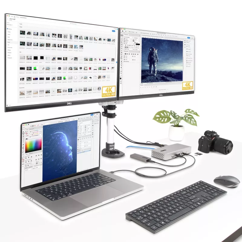 StarTech.com Universelle USB4 & Thunderbolt 4 Dockingstation, Quad-Display unter Windows, Dual-Display am MacBook, HDMI DP Dock mit 98W Laptop-Ladefunktion