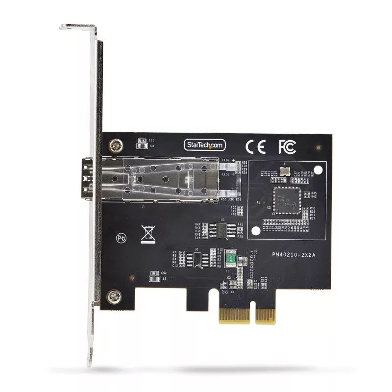 StarTech.com 1-Port GbE SFP-Netzwerkkarte, PCIe 2.1 x1, Intel I210-IS, 1GbE-Steuergerät, 1000BASE Kupfer/Glasfaser, Single-Port Gigabit Ethernet NIC, Desktop-/Server-Rückwände – kompatibel mit Windows und Linux